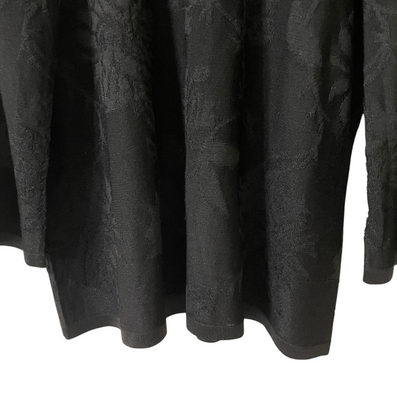 Liz Claiborne Studio Black Floral Long Sleeve Blouse Size XL Silk Rayon Office - Picture 6 of 8